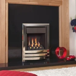 Flavel Windsor Contemporary Plus Manual Control Coal Gas Fire Polished Silver