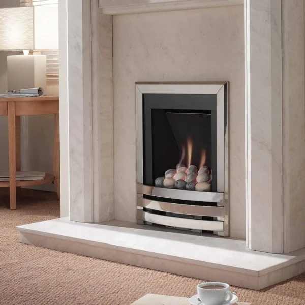 Flavel Windsor Contemporary Pebble Gas Fire Polished Silver 3 Flavel Windsor Contemporary Pebble Gas Fire Polished Silver