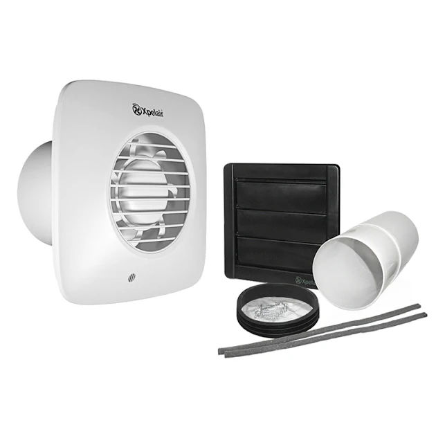 Xpelair Simply Silent Standard Square 100mm Bathroom Fan With Humidistat & Pull Cord & Timer & Wall Kit - DX100HPTS 3 Xpelair Simply Silent Standard Square 100mm Bathroom Fan With Humidistat & Pull Cord & Timer & Wall Kit - DX100HPTS