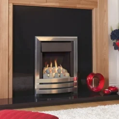 Flavel Windsor Contemporary Plus Manual Control Pebble Gas Fire Brushed Silver