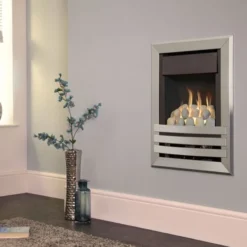 Flavel Windsor Contemporary Wall Mounted Pebble Gas Fire Silver